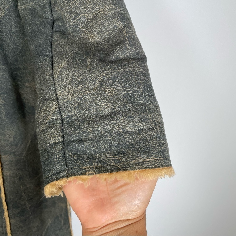 Vintage Y2K Size L/G Long Aviator Faux Fur Afghan Coat 70s Hippie Boho Grunge - Picture 5 of 16